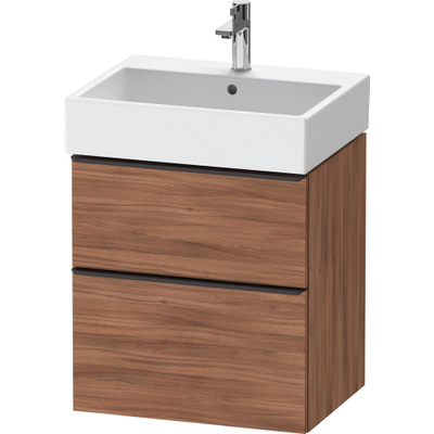 Duravit D-Neo wastafelonderkast 58.4x62.5x44.2cm 2 lades Noten Mat