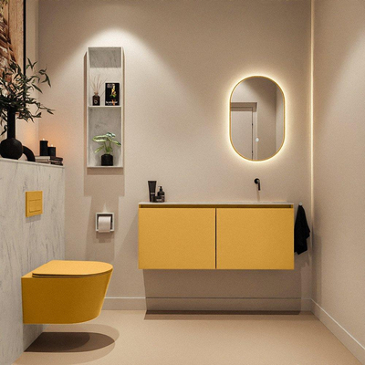 MONDIAZ TURE-DLUX 120cm toiletmeubel Ocher. EDEN wastafel Opalo positie rechts. Zonder kraangat.