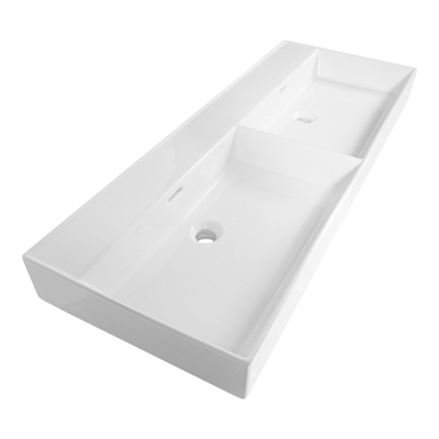 Saniclass Legend Meubelwastafel - 120x47x13cm - overloop - 2 wasbakken links/rechts - zonder kraangat - keramiek - wit