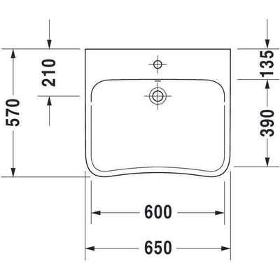 Duravit Durastyle wastafel 65x57cm 1 kraangat overl. wgliss wit