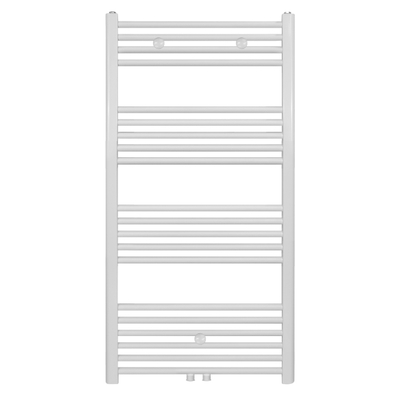 Belrad Handdoekradiator - middenaansluiting - 1200X600mm - 616 Watt - Wit Mat Geborsteld