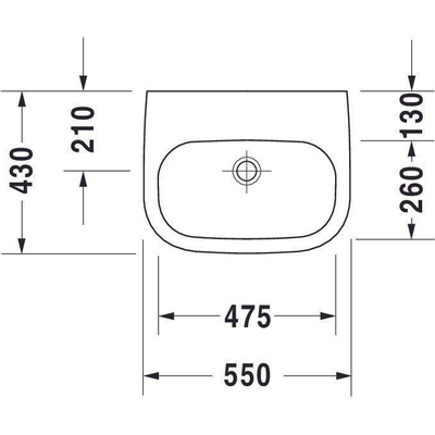 Duravit D Code Med wastafel 55x43cm met kraangat zonder overloop wit