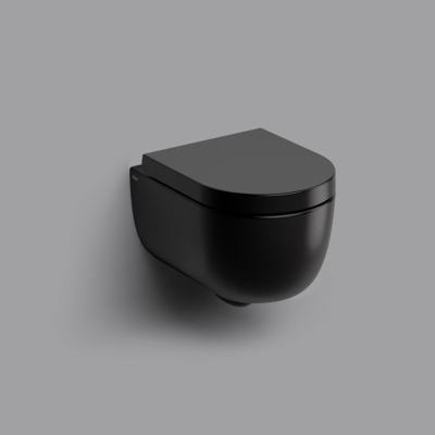 Clou Hammock randloze wandtoilet diepspoel 49x37cm met softclose toiletzitting mat zwart