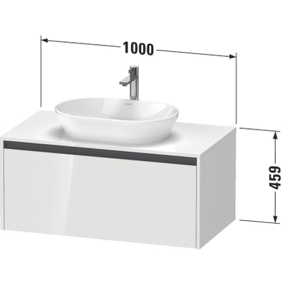 Duravit Ketho 2 wastafelonderbouwkast incl. consoleplaat met 1 lade 100x55x45.9cm met handgreep antraciet basalt mat