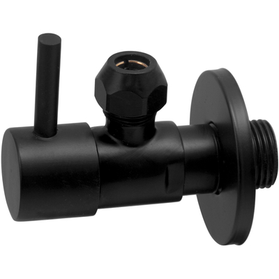 Wiesbaden Minimal Hoekstopkraan met rozet 3/8x10 mat zwart OUTLETSTORE