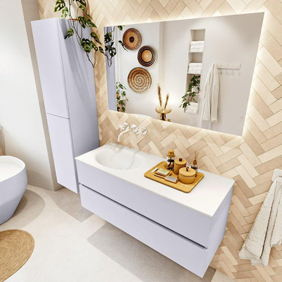 Mondiaz VICA Badkamermeubelset - 120cm - cale - 2 lades - Wastafel MOON - links - zonder kraangat - kleur talc - XL versie 60cm hoog