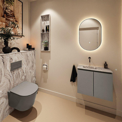 MONDIAZ TURE-DLUX 60cm toiletmeubel Smoke. EDEN wastafel Glace positie links. Zonder kraangat.