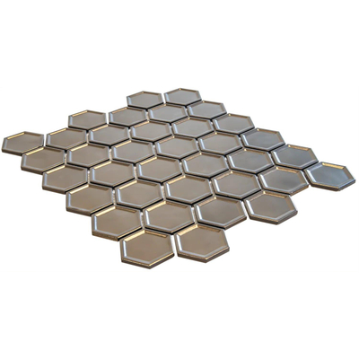 The Mosaic Factory Barcelona mozaïektegel - 28.2x32.1cm - wandtegel - Zeshoek/Hexagon - Porselein - Bronze Metallic (brons) - per stuk