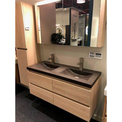 BRAUER Solution badkamermeubelset 120x45x50cm 4 lades met corestone wastafel Smoked Oak