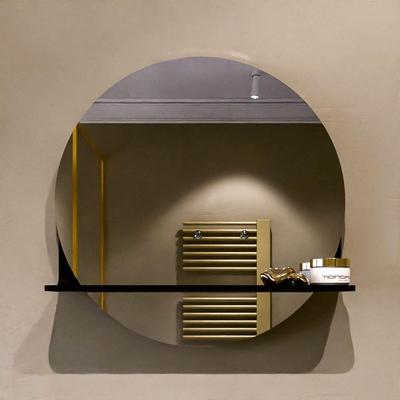 Mondiaz SPOT Badkamerspiegel - rond 50cm - spiegelplanchet - kleur Urban