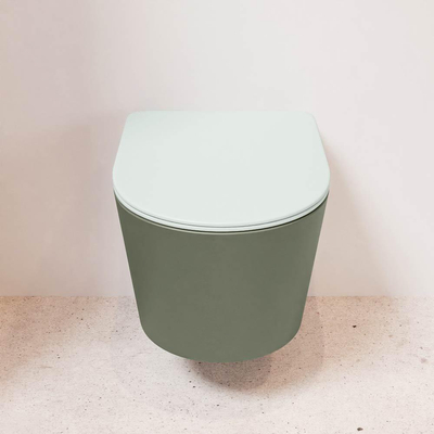 MONDIAZ LAVIE wandclosetpack - 36x53cm - diepspoel - rimless - Army (groen) - softclose - quick-release - toiletzitting - Greey (grijs)