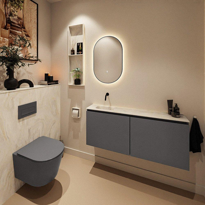 MONDIAZ TURE-DLUX 120cm toiletmeubel Dark Grey. EDEN wastafel Ostra positie links. Zonder kraangat.