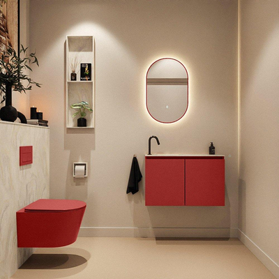 MONDIAZ TURE-DLUX 80cm toiletmeubel Fire. EDEN wastafel Ostra positie links. Met 1 kraangat.