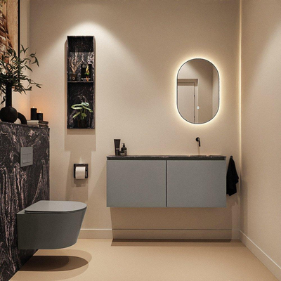 MONDIAZ TURE-DLUX 120cm toiletmeubel Smoke. EDEN wastafel Lava positie rechts. Zonder kraangat.