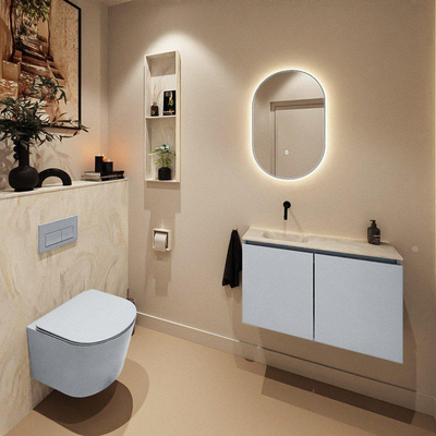 MONDIAZ TURE-DLUX 80cm toiletmeubel Clay. EDEN wastafel Ostra positie links. Zonder kraangat.