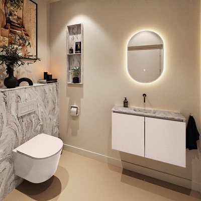 MONDIAZ TURE-DLUX 80cm toiletmeubel Rosee. EDEN wastafel Glace positie midden. Zonder kraangat.
