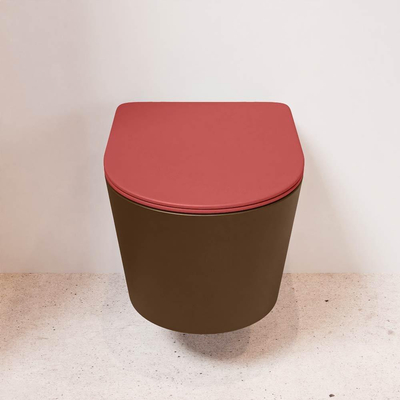 MONDIAZ LAVIE wandclosetpack - 36x53cm - diepspoel - rimless - Rust (bruin) - softclose - quick-release - toiletzitting - Fire (rood)