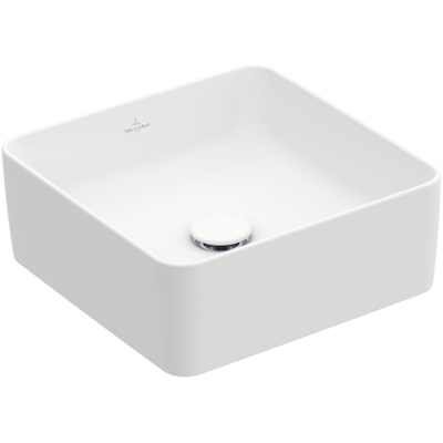 Villeroy & Boch Collaro opzetwastafel vierkant 38x38cm zonder overloop zonder kraangat ceramic+ stone white