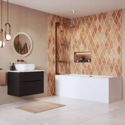 Crosswater Asura scharnierend badscherm - 90x150cm - geborsteld brons