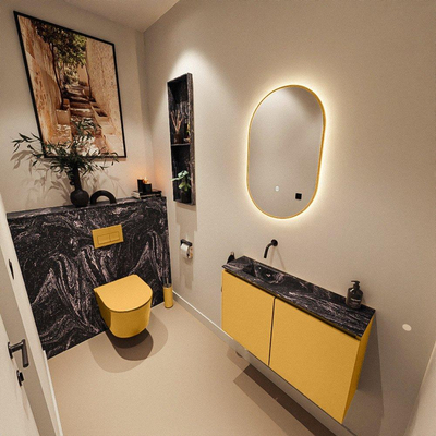 MONDIAZ TURE-DLUX 80cm toiletmeubel Ocher. EDEN wastafel Lava positie links. Zonder kraangat.