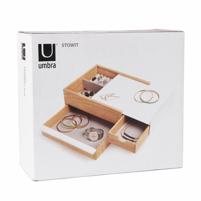 Umbra Stowit opbergbox 26x22x12cm Hout Wit/naturel