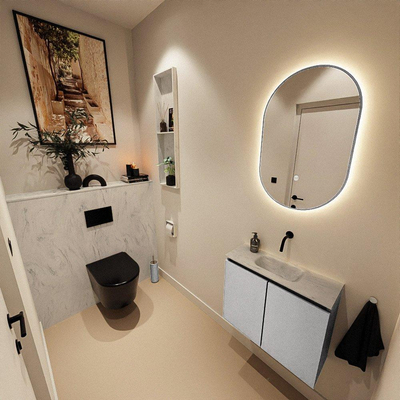 MONDIAZ TURE-DLUX 60cm toiletmeubel Plata. EDEN wastafel Opalo positie midden. Zonder kraangat.