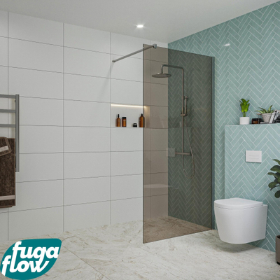 FugaFlow Eccelente Vetro inloopdouche badkamer - 100x200cm - rookglas - wandarm - chroom