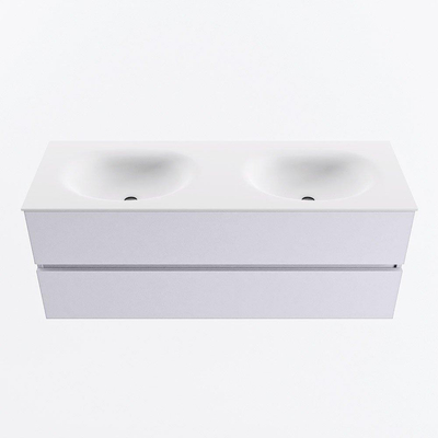 Mondiaz VICA Badkamermeubelset - 130cm - cale - 2 lades - Wastafel MOON - dubbel zonder kraangat - kleur talc - XL versie 60cm hoog