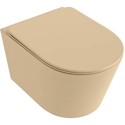 MONDIAZ LAVIE wandclosetpack - 36x53cm - diepspoel - rimless - Sand (beige) - softclose - quick-release - toiletzitting - Sand (beige)