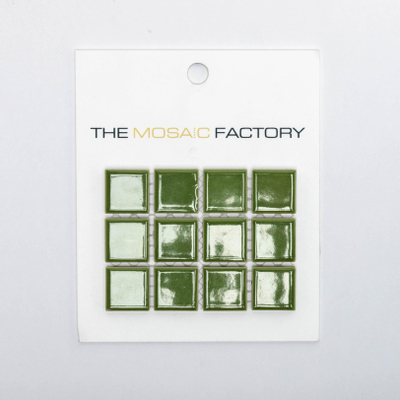 SAMPLE The Mosaic Factory Barcelona mozaïektegel 2.3x2.3x0.6cm wandtegel voor binnen en buiten vierkant porselein Olijf Groen