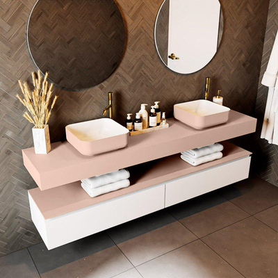 Mondiaz TOP 41 Vrijhangend Topblad - 190x41x12cm - geschikt voor waskom - Solid surface - Rosee