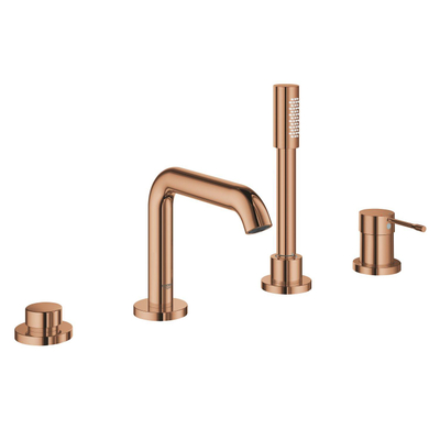 GROHE Essence New afbouwdeel voor 4-gats badrandcombinatie met omstel incl. baduitloop, handdouche en doucheslang 200cm warm sunset