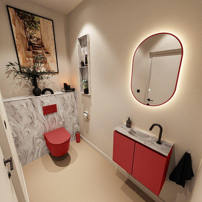 MONDIAZ TURE-DLUX 60cm toiletmeubel Fire. EDEN wastafel Glace positie midden. Met 1 kraangat.