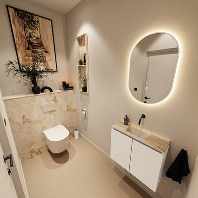 MONDIAZ TURE-DLUX 60cm toiletmeubel Talc. EDEN wastafel Frappe positie midden. Zonder kraangat.