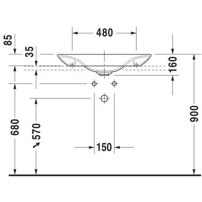 Duravit PuraVida opbouwwastafel met bevestiging en afvoer incl. keramische afdekkap 70x42cm wit