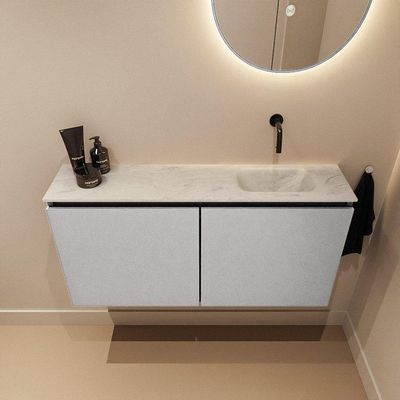 MONDIAZ TURE-DLUX 100cm toiletmeubel Plata. EDEN wastafel Opalo positie rechts. Zonder kraangat.