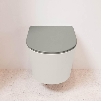MONDIAZ LAVIE wandclosetpack - 36x53cm - diepspoel - rimless - Linen (offwhite) - softclose - quick-release - toiletzitting - Smoke (grijs)