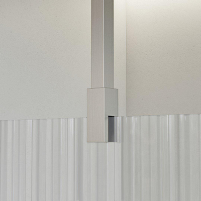 Fortifura Galeria inloopdouche - 140x200cm - ribbelglas - plafondarm - Geborsteld RVS PVD (RVS)