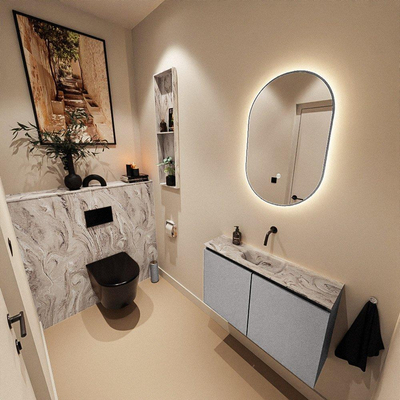 MONDIAZ TURE-DLUX 80cm toiletmeubel Plata. EDEN wastafel Glace positie midden. Zonder kraangat.
