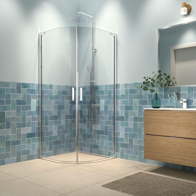 Sealskin Inc. Tweedelige kwartronde douchecabine 100x100x200cm 8mm helder veiligheidsglas met antikalklaag Zilver hoogglans