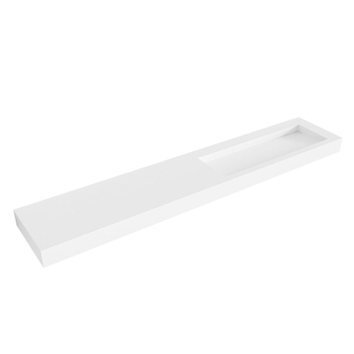 Mondiaz AVON Vrijhangende wastafel - 240cm - wasbak rechts - rand 12cm - Solid surface Talc