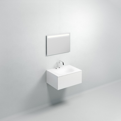 Clou Hammock wastafelblad 70x50.3cm enkele waskom midden Aluite Wit mat