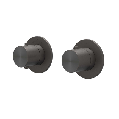 IVY Concord Afbouwdeel - voor Inbouwthermostaat - 2-weg stop-omstel - Symmetry - rond rozet - RVS316 geborsteld carbon black PVD