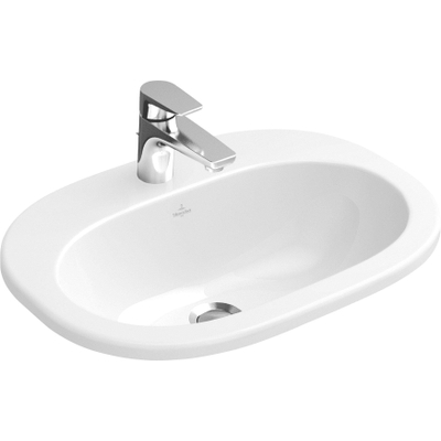 Villeroy en Boch O.novo inbouwwastafel 56x17,5cm met overloop 1 kraangat wit