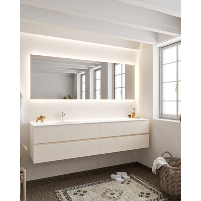 MONDIAZ VICA Badkamermeubelset - 200cm - 4 lades - wasbak Moon links - 1 kraangat - solid surface linen