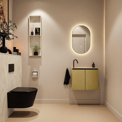 MONDIAZ TURE-DLUX 60cm toiletmeubel Oro. EDEN wastafel Ostra positie links. Met 1 kraangat.