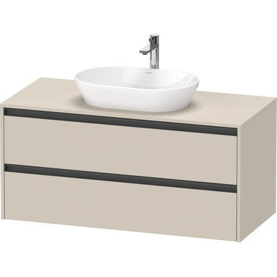 Duravit Ketho 2 wastafelonderbouwkast incl. consoleplaat met 2 laden 120x55x56.8cm met handgrepen antraciet taupe supermat