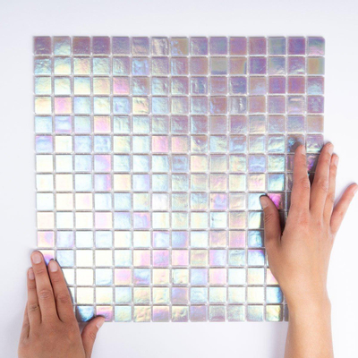 The Mosaic Factory Amsterdam mozaïektegel - 32.2x32.2cm - wand en vloertegel - Vierkant - Glas Light Grey glans