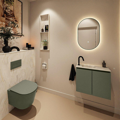 MONDIAZ TURE-DLUX 60cm toiletmeubel Army. EDEN wastafel Ostra positie links. Met 1 kraangat.