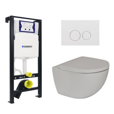 Plieger Zano Toiletset - UP320 inbouwreservoir - wandcloset - randloos - zitting - softclose - witte bedieningsplaat - ronde knoppen - wit